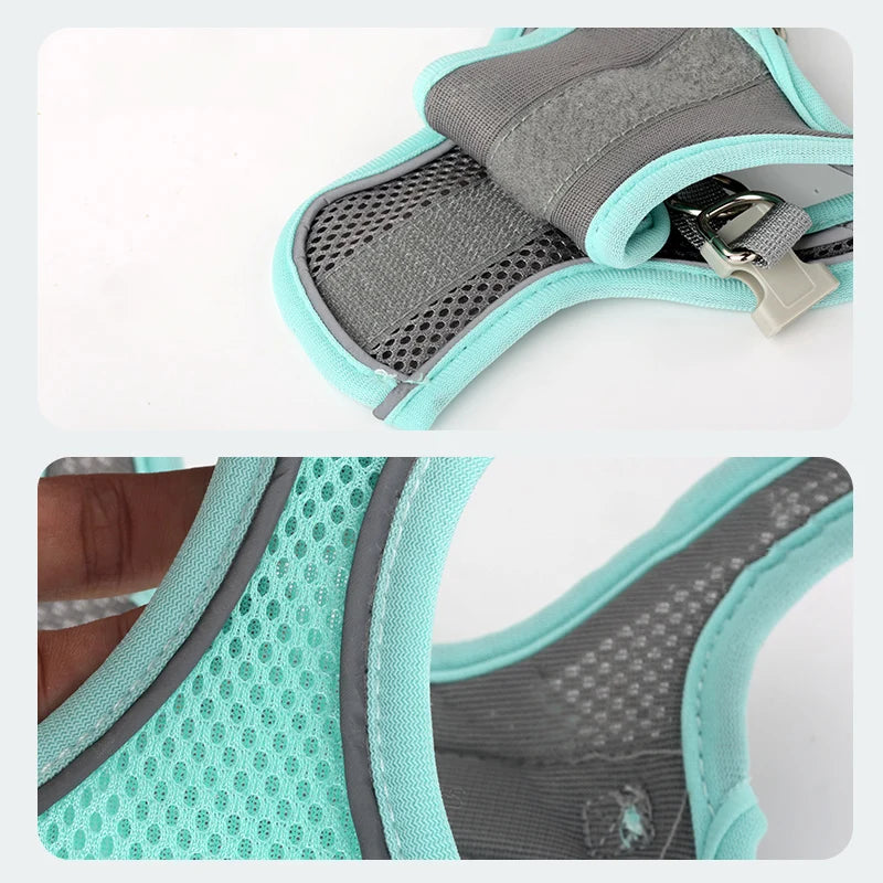 Chaleco transpirable para perros con faja pectoral y correas traseras para prevenir erupciones. Exclusivo para uso en exteriores. Ajustable. Reflejo nocturno.
