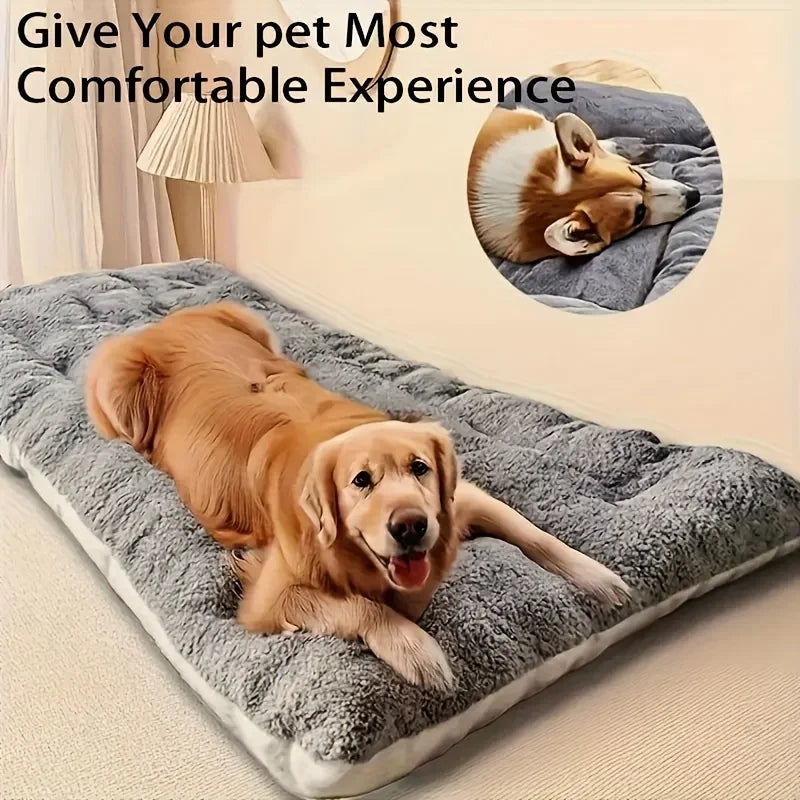 Cama/sofá/cama/cama/caseta/alfombrilla para jaula extragrande de felpa para perros, de poliéster grueso y supersuave.