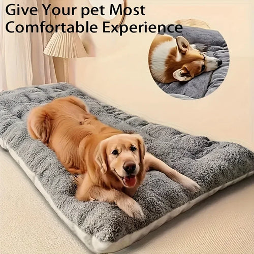 Cama/sofá/cama/cama/caseta/alfombrilla para jaula extragrande de felpa para perros, de poliéster grueso y supersuave.