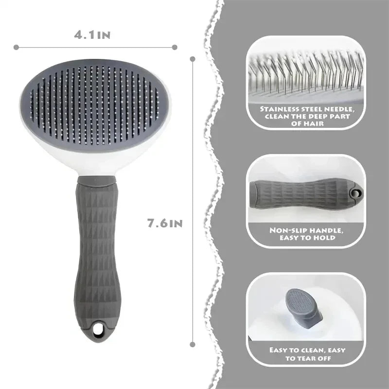 Cepillo para perros y gatos, peine autolimpiante para eliminar el pelo de mascotas, herramientas de aseo para perros y gatos, peine desenredante para mascotas, accesorios para perros
