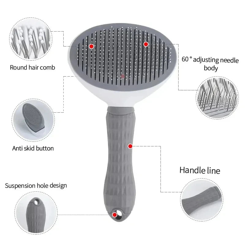 Cepillo para perros y gatos, peine autolimpiante para eliminar el pelo de mascotas, herramientas de aseo para perros y gatos, peine desenredante para mascotas, accesorios para perros